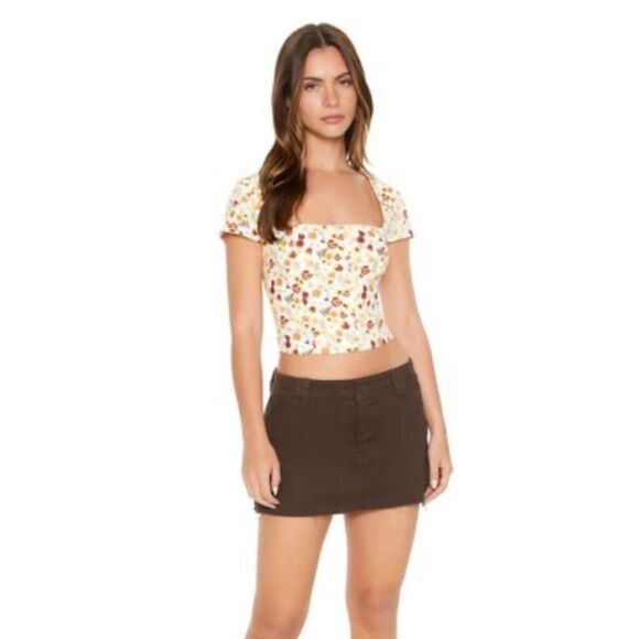 Forever 21 Floral Print Cutout Crop Top‎ - Picture 4 of 8